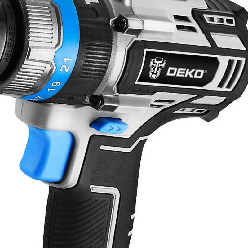 Furadeira Parafusadeira de Impacto Brushless 1/2 Pol. 62Nm com 2 Baterias de 1.5Ah 20V e Carregador Rápido Bivolt DEKO-DKBL20ID02-S2