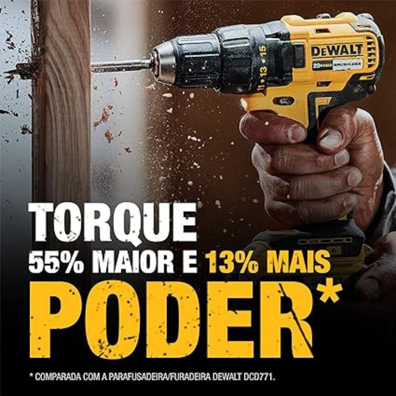 Parafusadeira Furadeira de Impacto Brushless 1/2” Pol. 20V Li-Ion com 2 Baterias, Carregador Bivolt e Maleta - Profissional DEWALT-DCD7781D2-BR