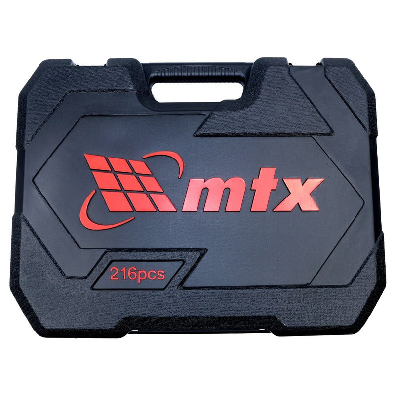 Jogo de Ferramentas Encaixe 1/2Pol. 3/8Pol. 1/4Pol. com 216 Peças e Maleta MTX-1353055