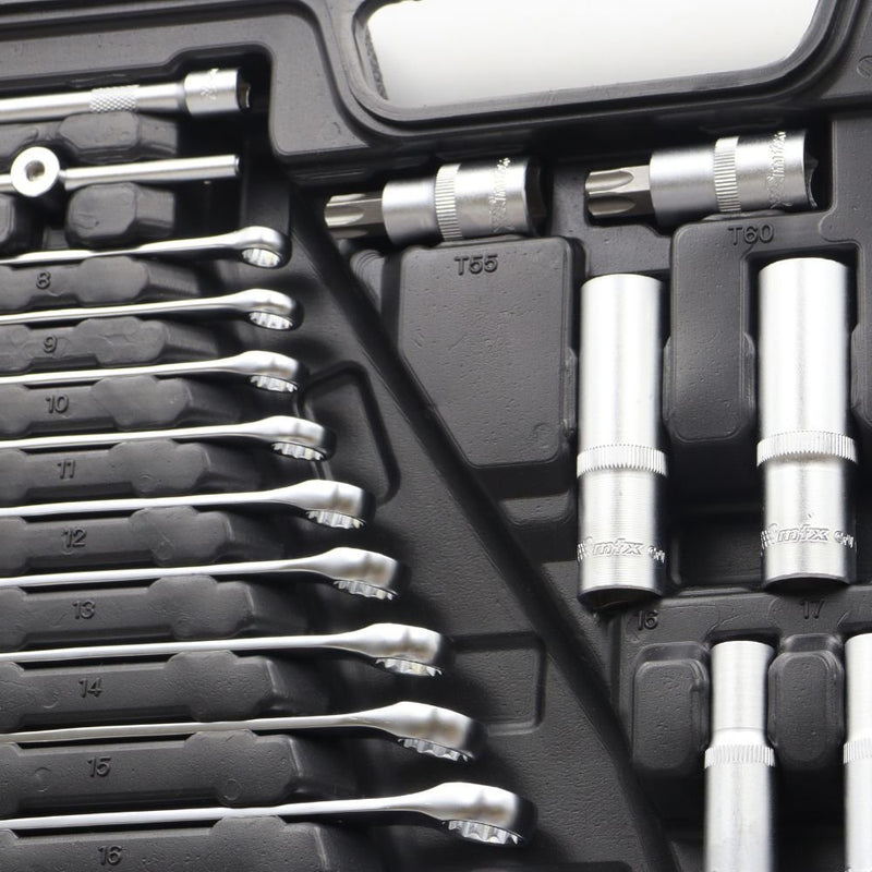 Jogo de Ferramentas Encaixe 1/2Pol. 3/8Pol. 1/4Pol. com 216 Peças e Maleta MTX-1353055