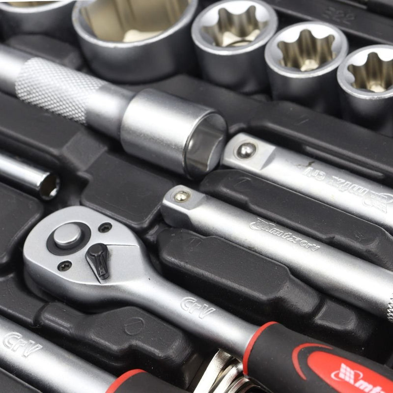 Jogo de Ferramentas Encaixe 1/2Pol. 3/8Pol. 1/4Pol. com 216 Peças e Maleta MTX-1353055