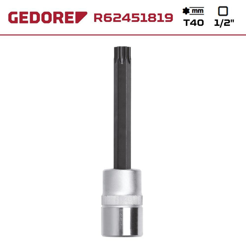 Chave Soquete Hexalobular Longo T40 com Encaixe de 1/2 Pol. GEDORE RED-R62451819