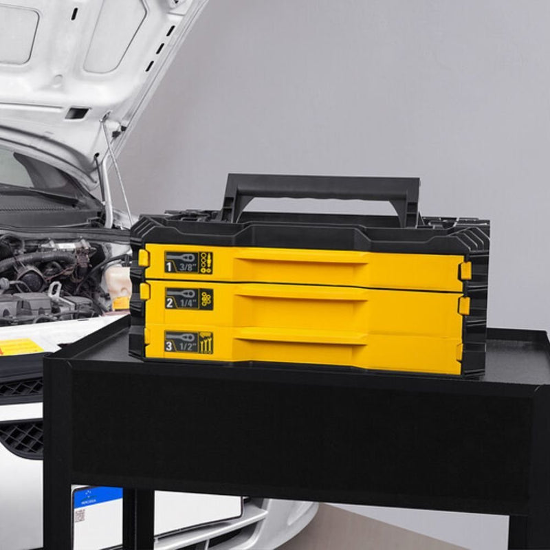 Jogo de Ferramentas Mecânicas 203 peças com Caixa Baú 3 Gavetas STANLEY-STMT17993-LA