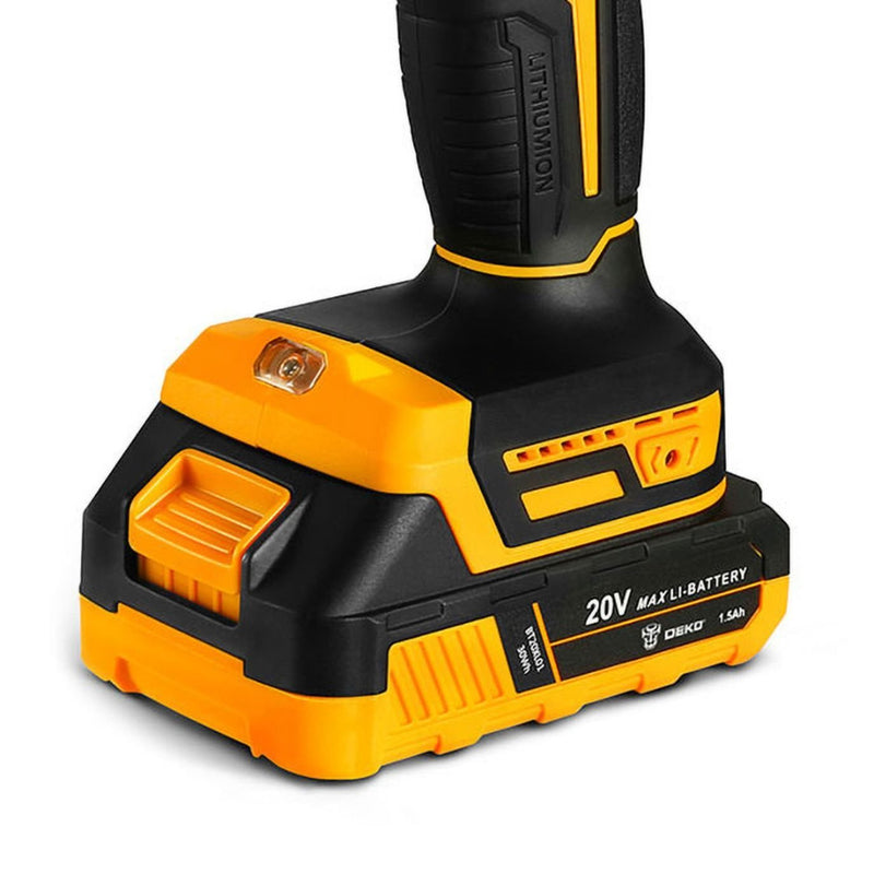 Furadeira e Parafusadeira de Impacto 3/8” 20V com 2 Baterias 1.5Ah, Carregador e Maleta com Acessórios DEKO-DKCD20ID01-5S3