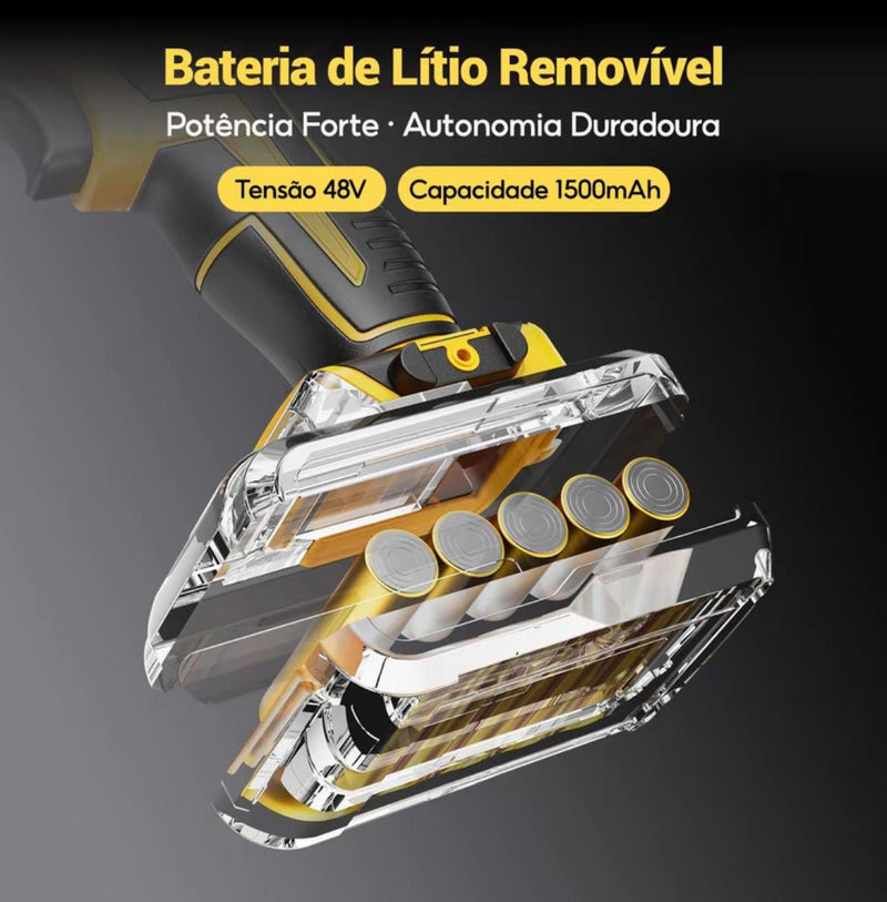 Kit 3 em 1 Parafusadeira e Furadeira 48V Profissional - 2 Baterias, Alta Performance