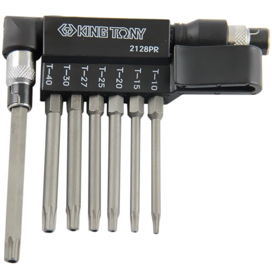 Chave Soquete de 1/4 Pol. com 07 Bits tipo Tork com Guia KINGTONY-2128PR